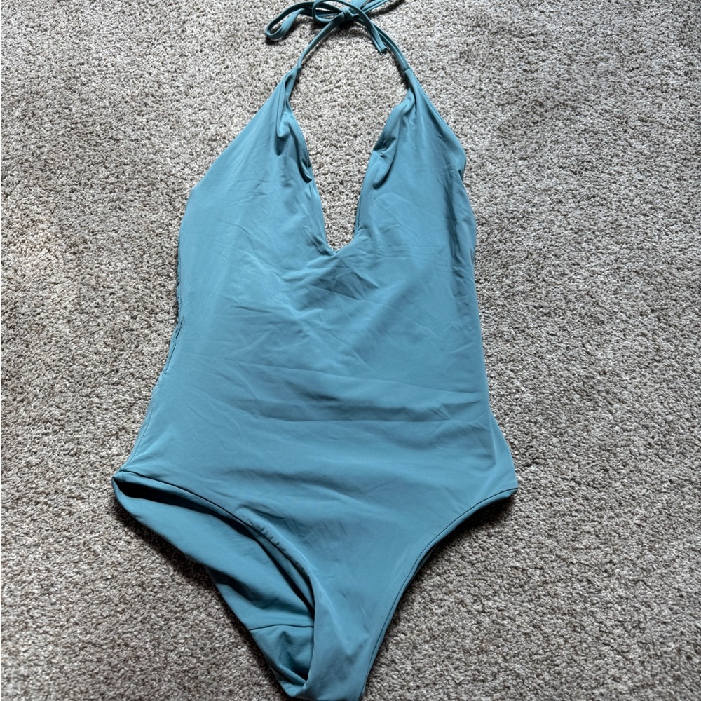 Blue Halter One-Piece Swimsuit Onia